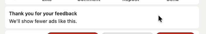LinkedIn feedback: We'll show fewer ads like this